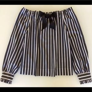 NWT J.CREW off the shoulder top with grosgrain bow Size XXS